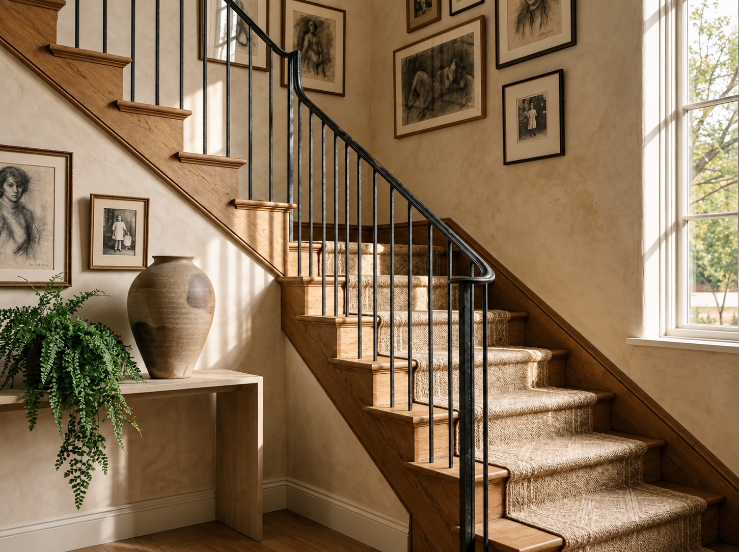 Interior room with architectural details highlighted through lighting and considered styling