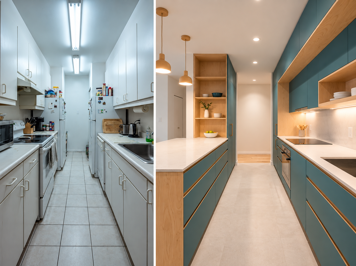 Kitchen layout arranged to support natural cooking flow and movement between stations