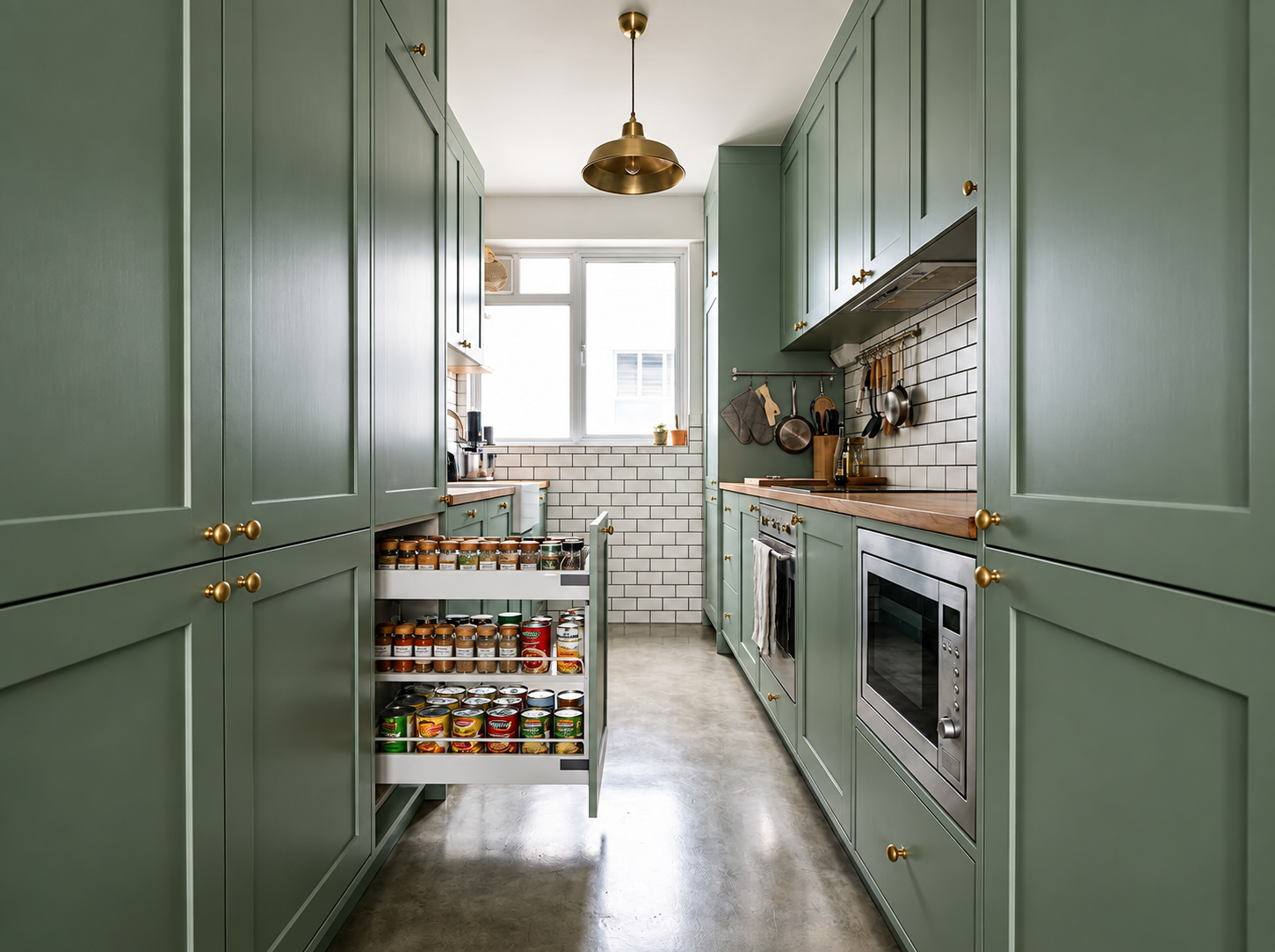 Well-organised kitchen storage with dedicated places for every item creating calm and visual order