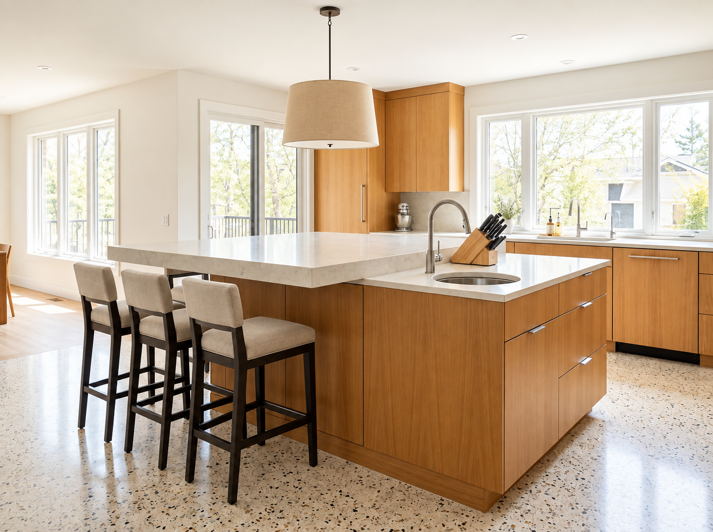 Welcoming kitchen design that encourages people to gather naturally with generous space warmth and calm atmosphere