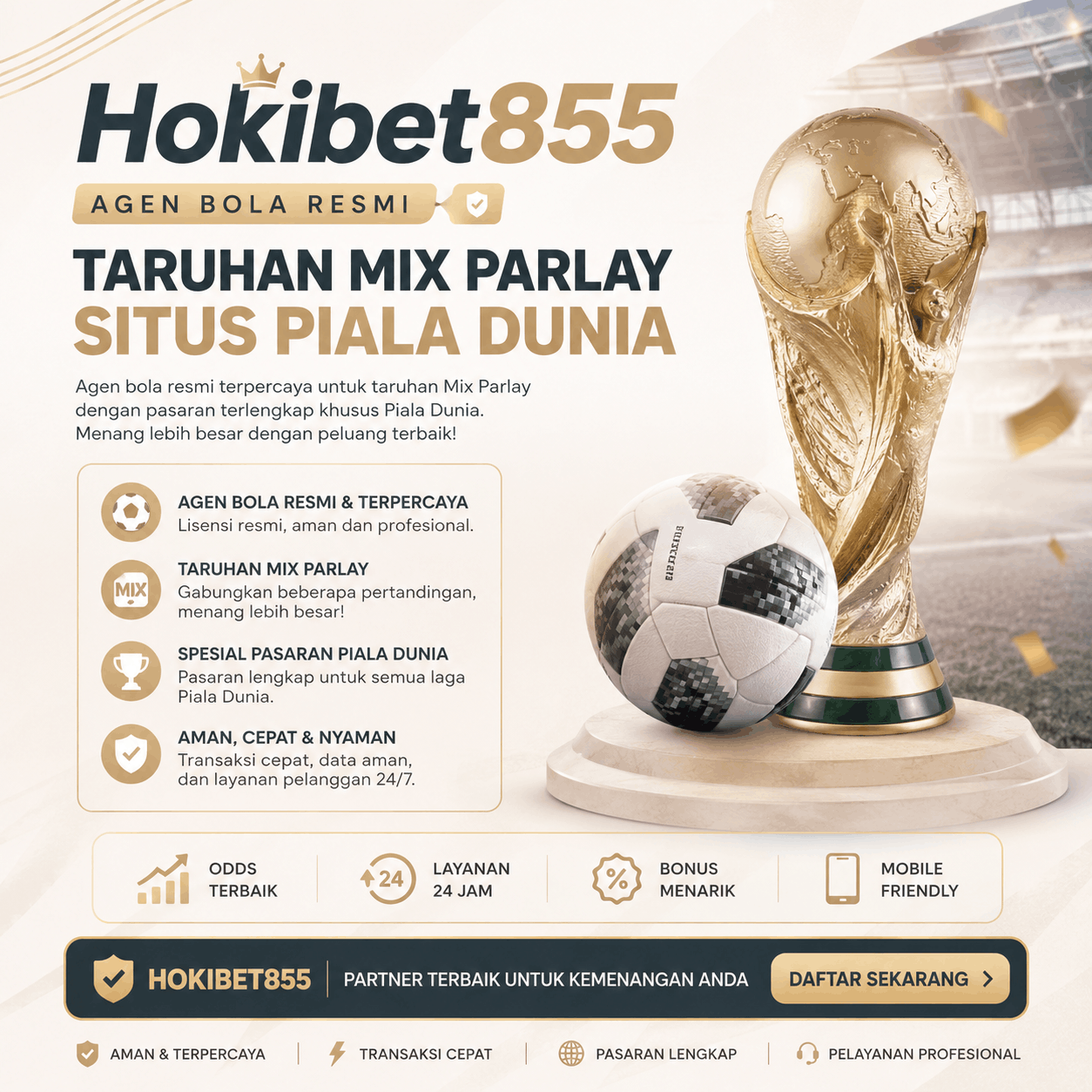Hokibet855 ? Agen Bola Resmi dengan Taruhan Parlay Piala Dunia Terpercaya