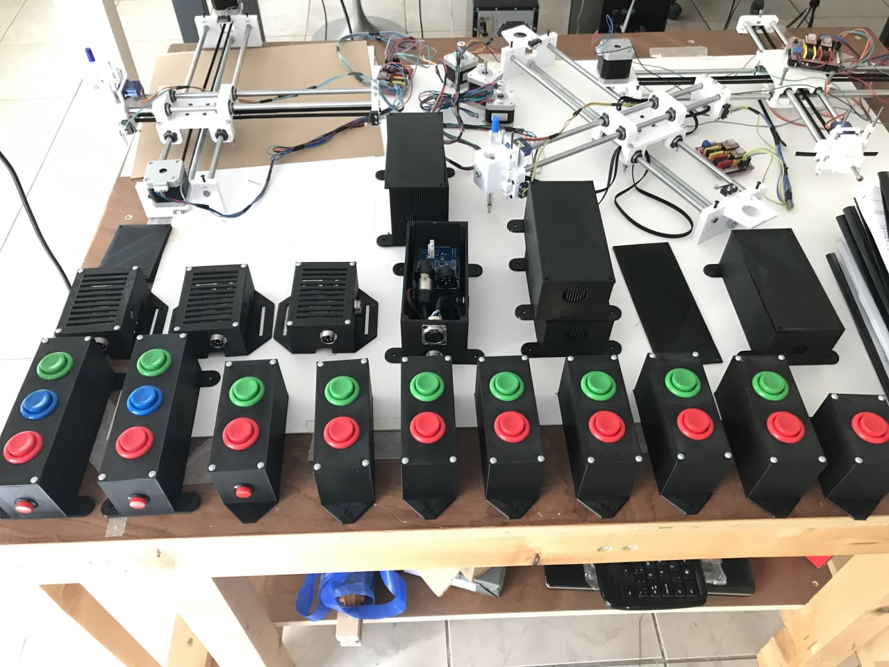 Buttons and microcontrollers for interacting with media servers.