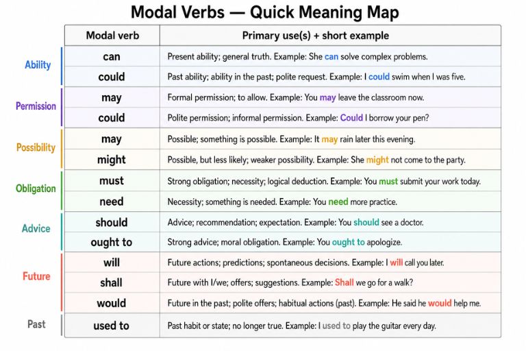 Modal Verbs — Quick Meaning Map Modal Verbs — Quick Meaning Map