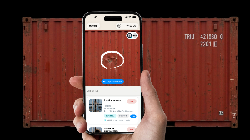 Field worker capturing a site observation on iPhone