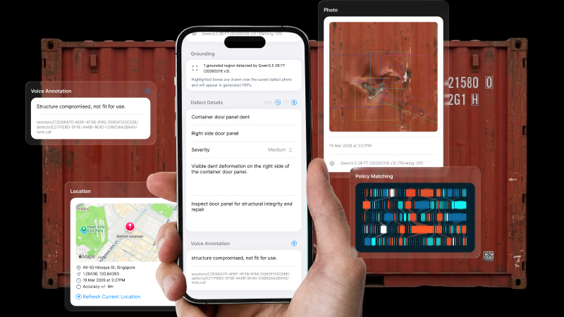 On-device AI structuring a site observation into a review-ready record