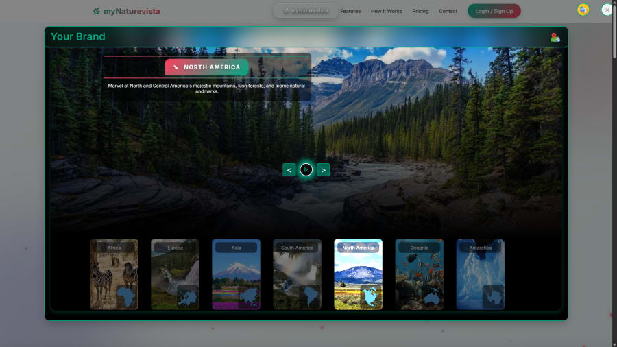 myNaturevista interactive nature widget showcasing natural destinations
