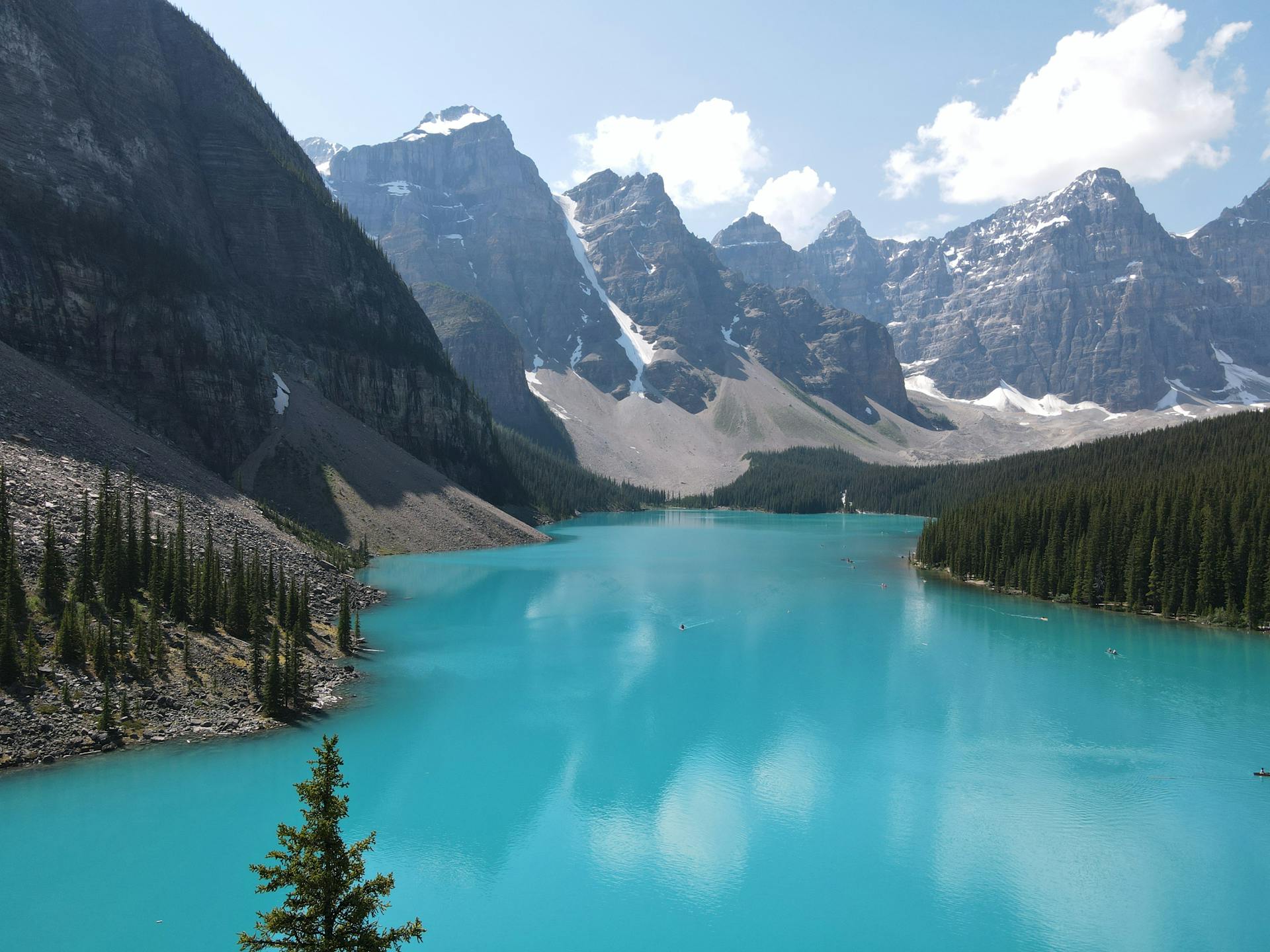 Peyto Lake brilliant turquoise colour viewed from the Bow Summit overlook on the Icefields Parkway Alberta