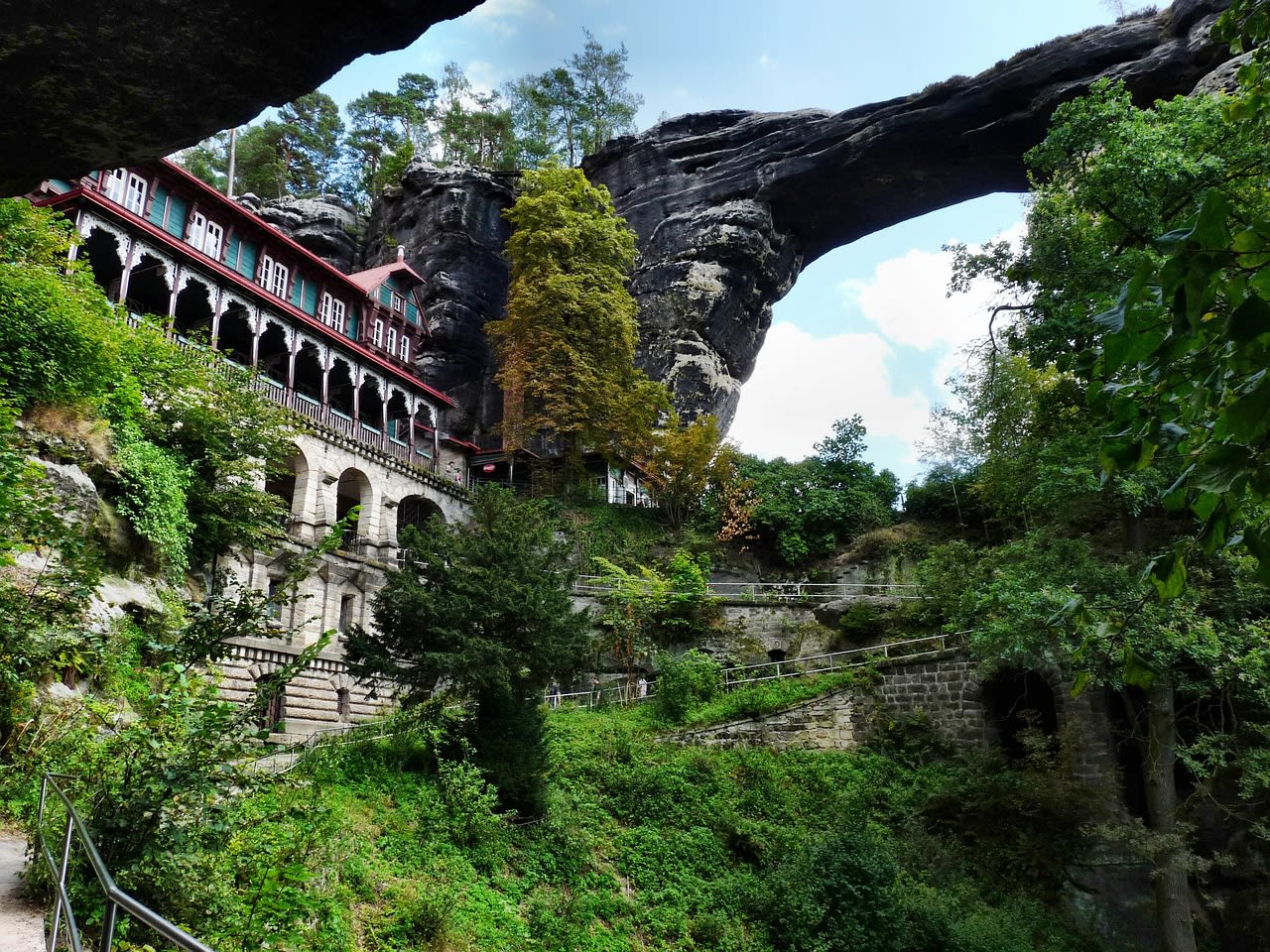 Pravčická brána sandstone arch in Bohemian Switzerland National Park in northern Czech Republic