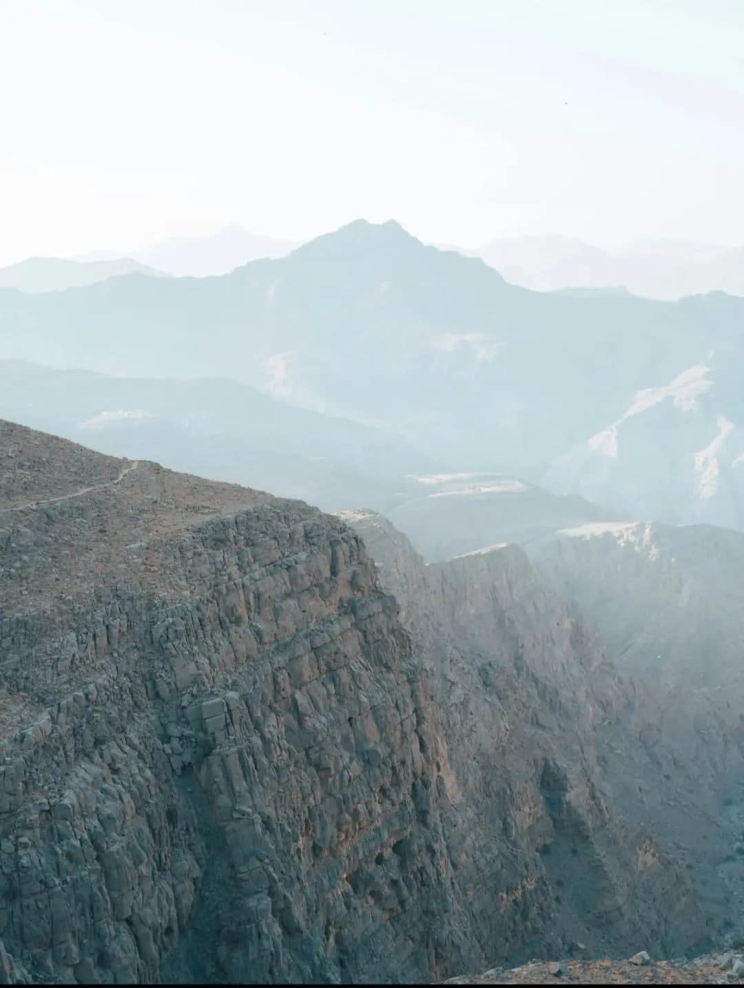 Aerial view of rocky, dry mountains, Jebel Jais
