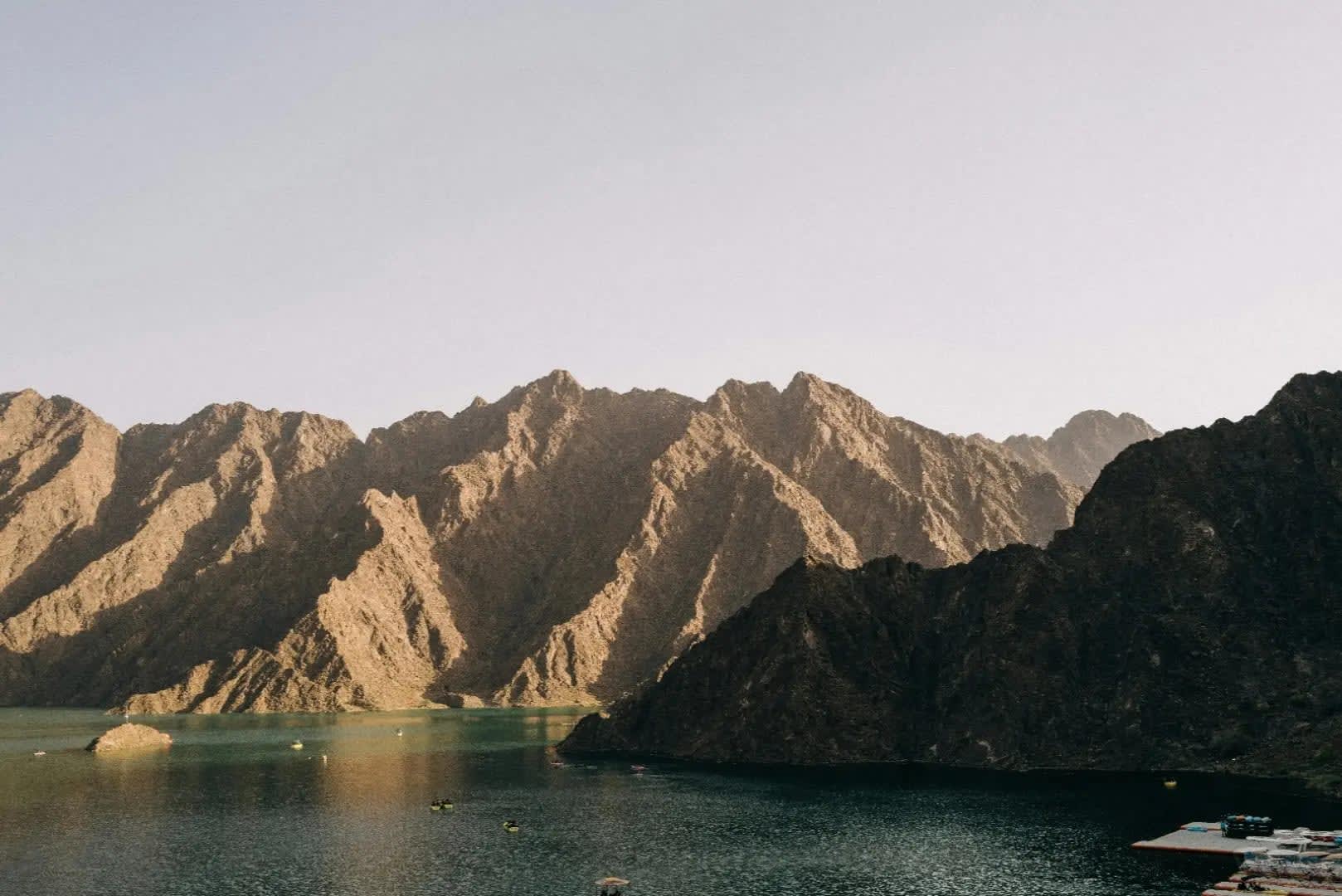 Jibal Hatta, A lake between mountains in a dry area.
