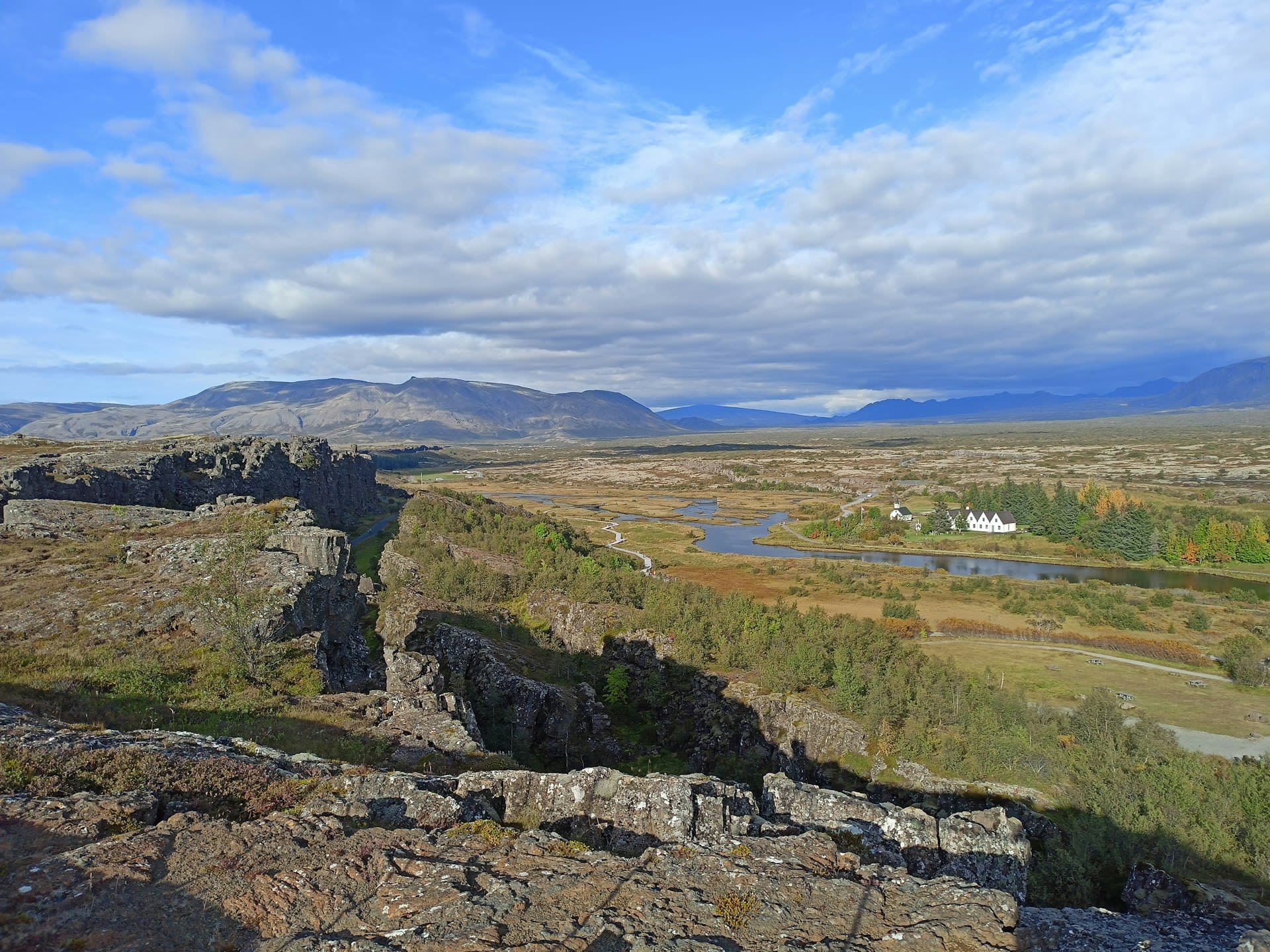 Almannagjá rift gorge at Þingvellir National Park marking the boundary between two tectonic plates