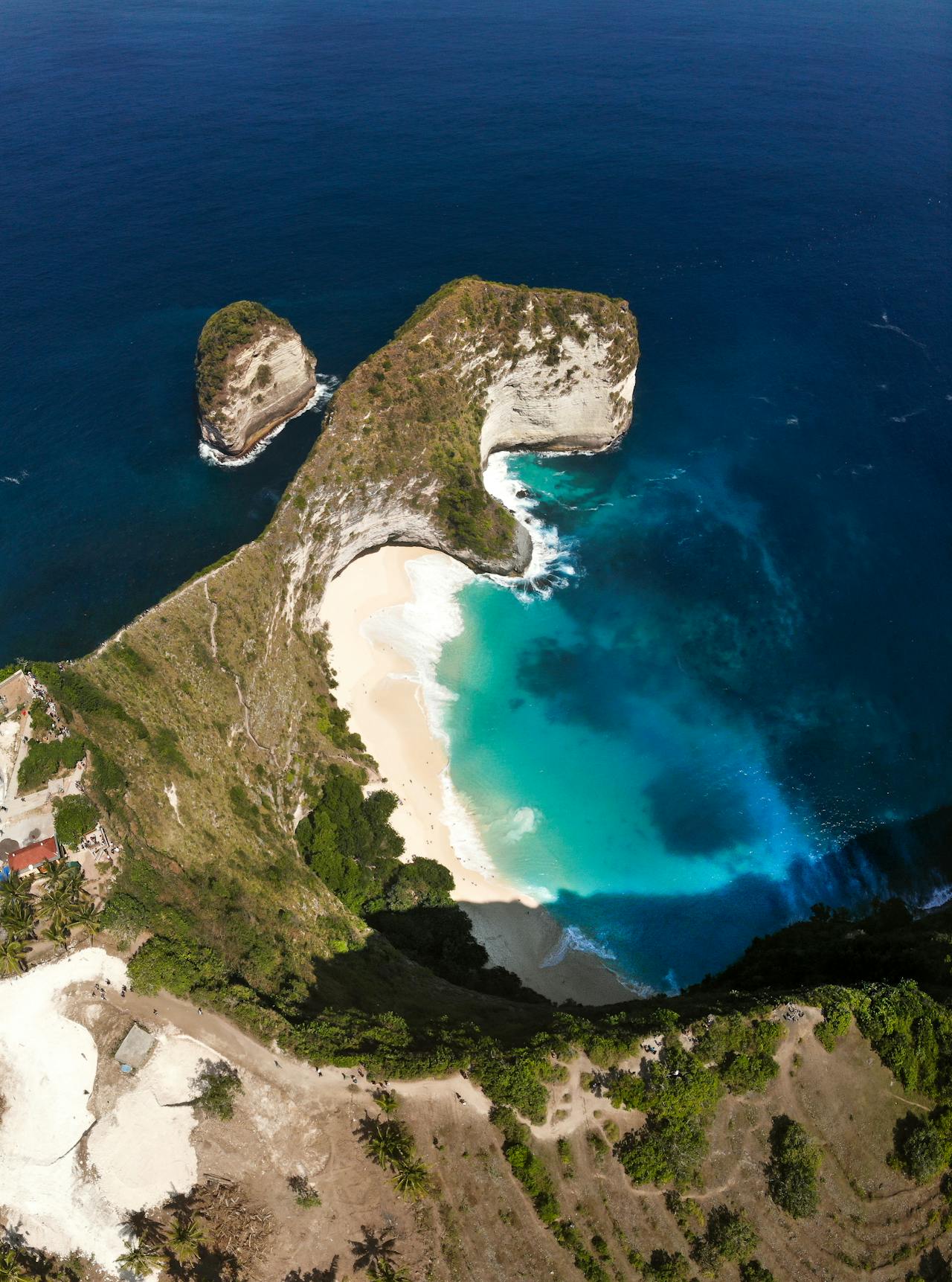 Diamond Beach hidden cove with white sand and turquoise water on Nusa Penida island Indonesia