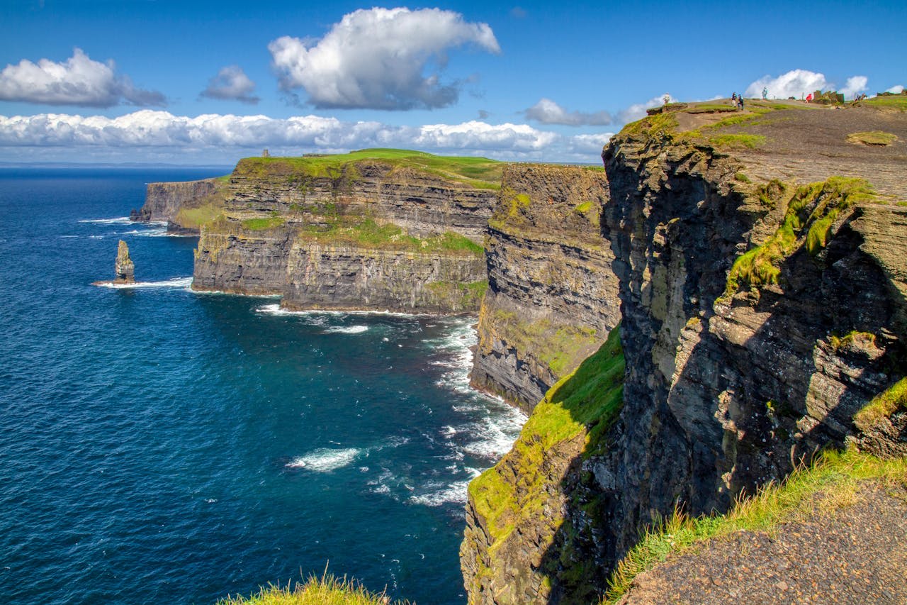 Cliffs of Moher rising from the Atlantic Ocean on the west coast of County Clare Ireland