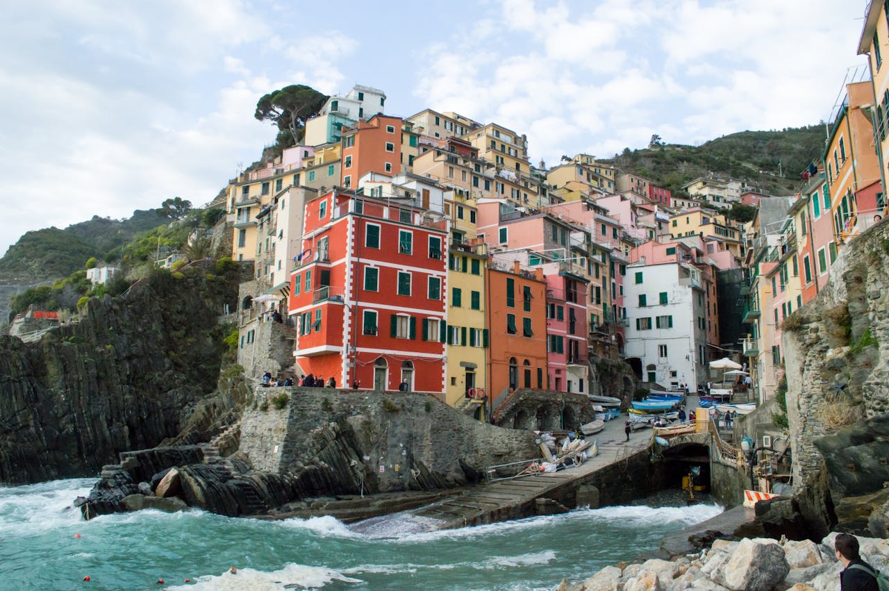 Hiking trail above the Ligurian Sea between Riomaggiore and Manarola with Mediterranean scrub and sea views