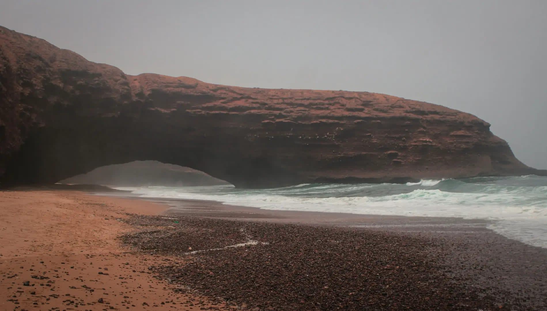 Legzira Beach with the iconic large rock formation