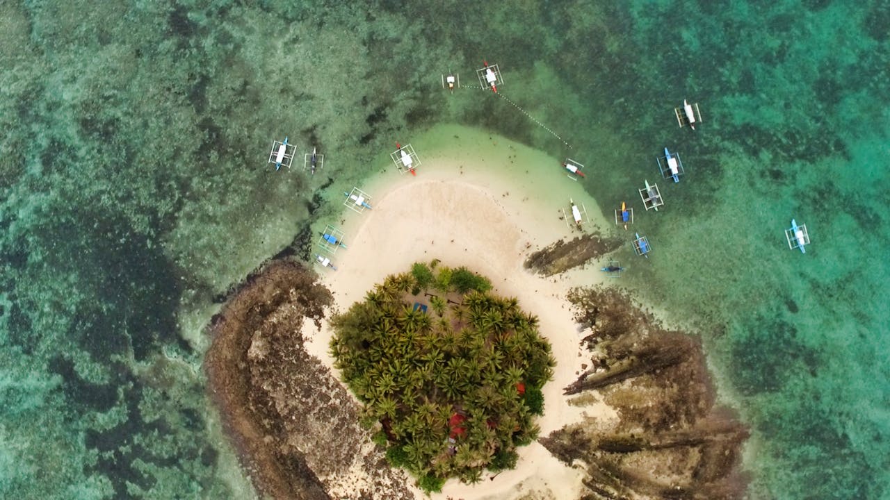 Mangrove forest river kayaking tour on Siargao Island with coconut palms and calm green water