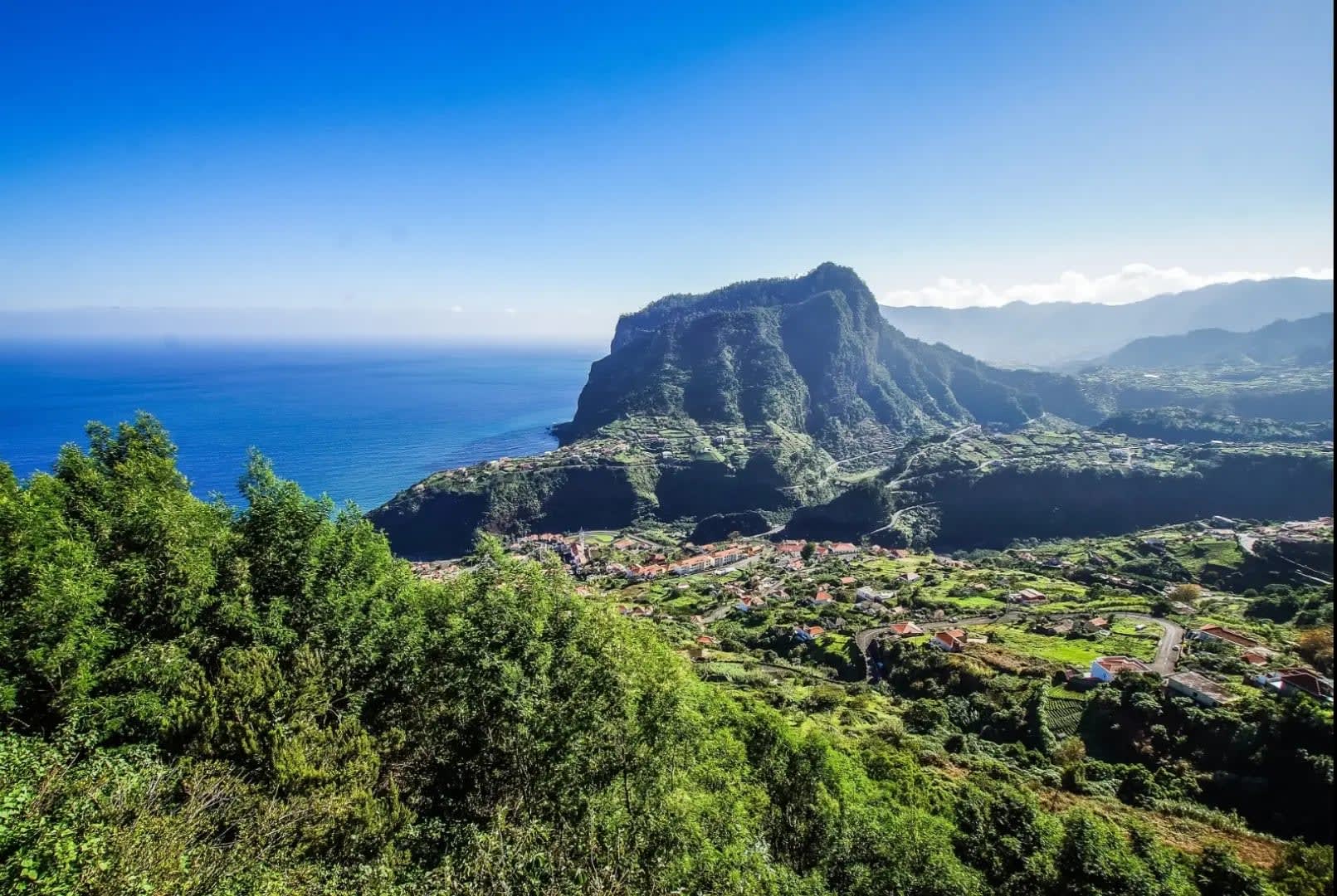 village by a mountain overlooking the sea, Madeira
