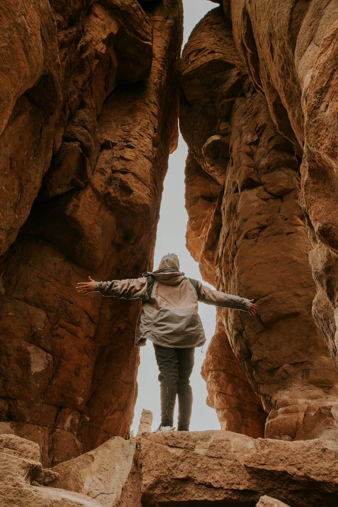 The Wolfberg Arch sandstone natural arch in the Cederberg Wilderness with the Western Cape mountains behind