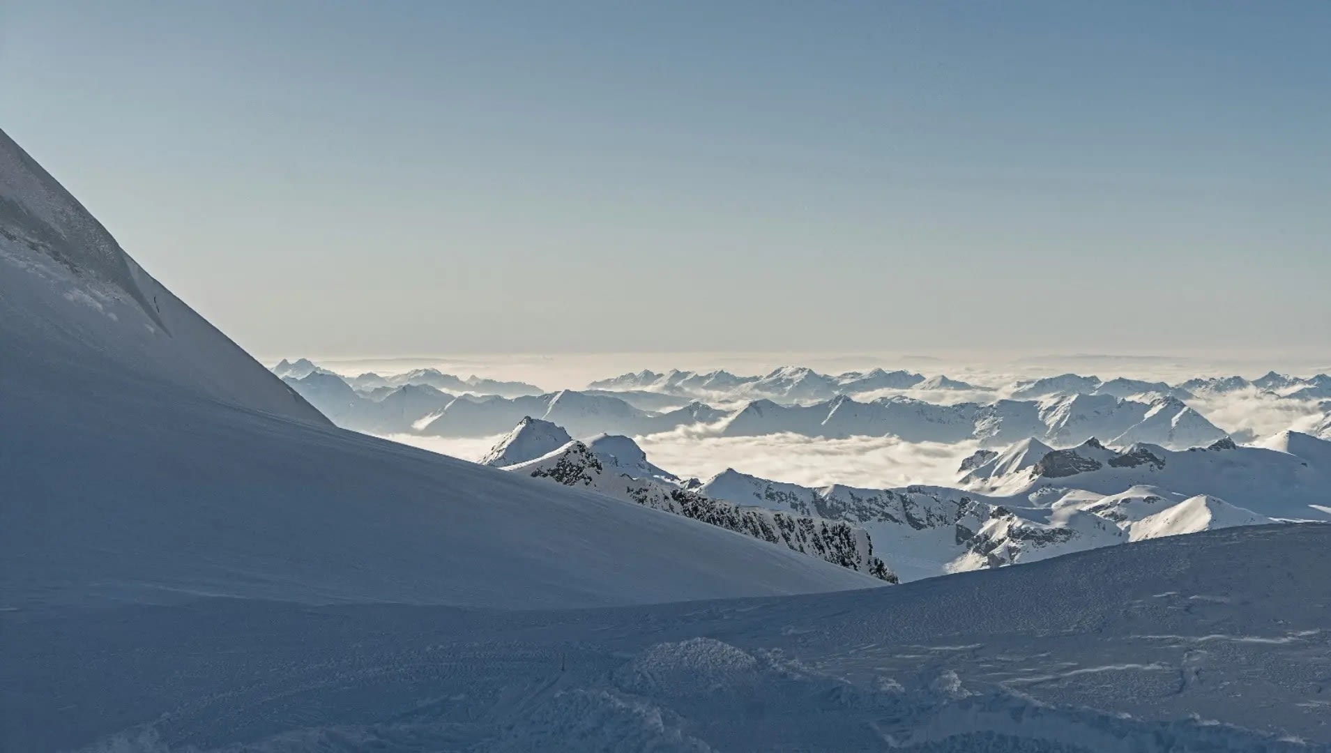 snowy mountains viewed from above, Jungfraujoch