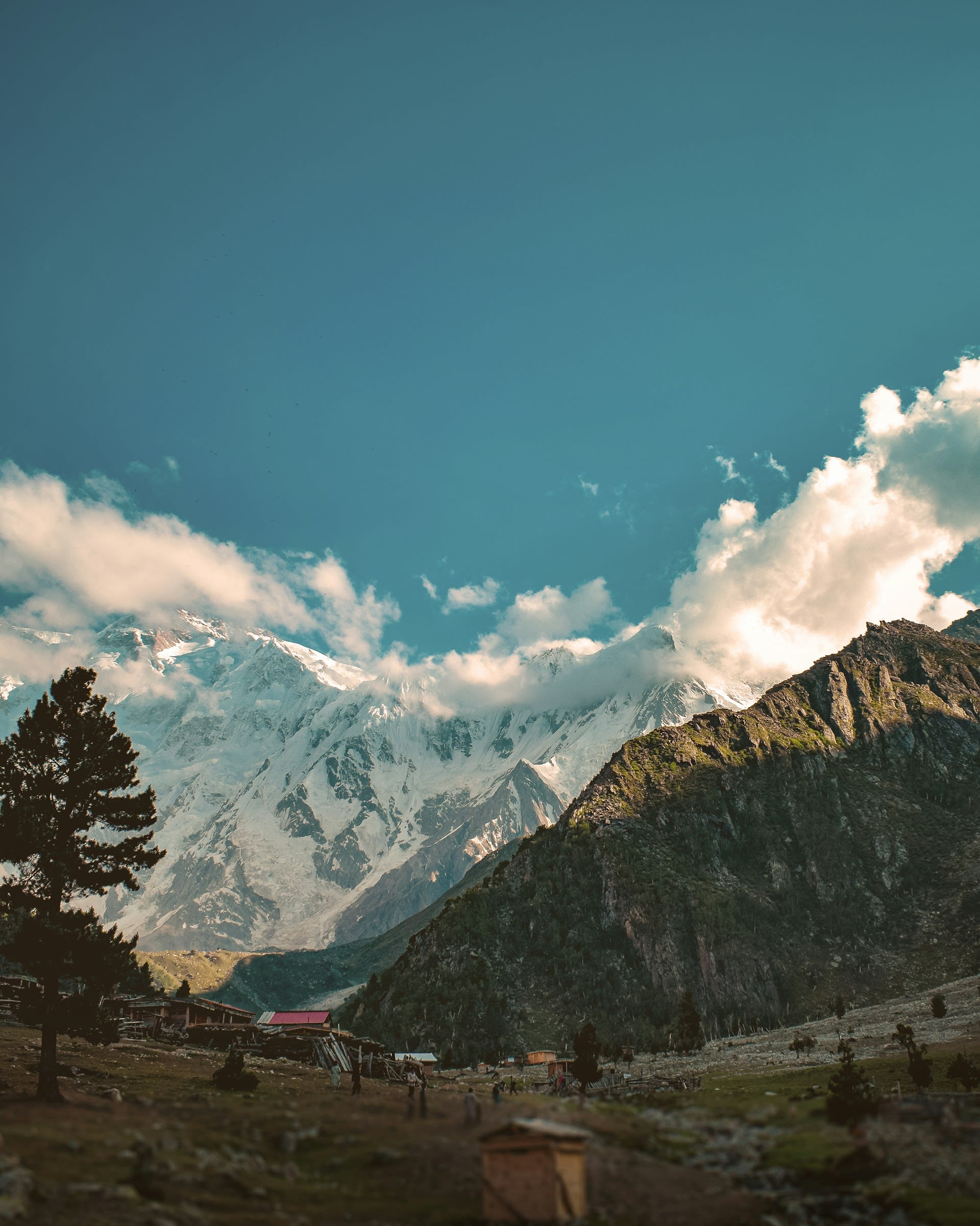 Vast alpine meadows and the towering massif of Nanga Parbat in Gilgit-Baltistan, Pakistan