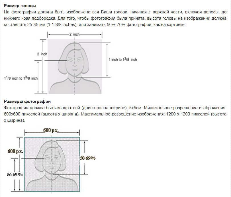 Размер фото для визы в сша