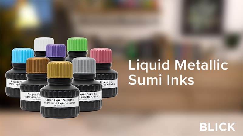 Yasutomo Liquid Metallic Sumi Inks | BLICK Art Materials