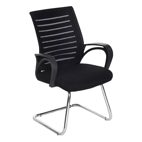 Tulip Black Mid Back Mesh Revolving Ergonomic Chair with Armrest