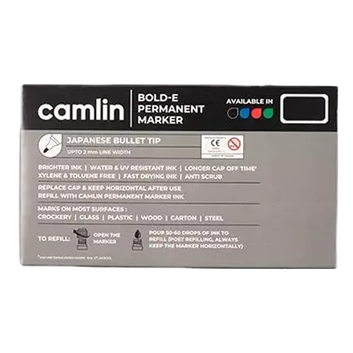 Camlin - Bold-E Black Permanent Marker (Pack of 10) 2