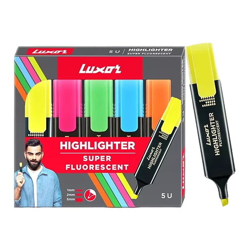 Luxor - Hi-Lighter with Chisel Points Kit of 5Pcs Multicolour