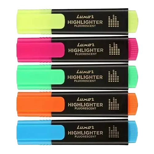 Luxor - Hi-Lighter with Chisel Points Kit of 5Pcs Multicolour 2