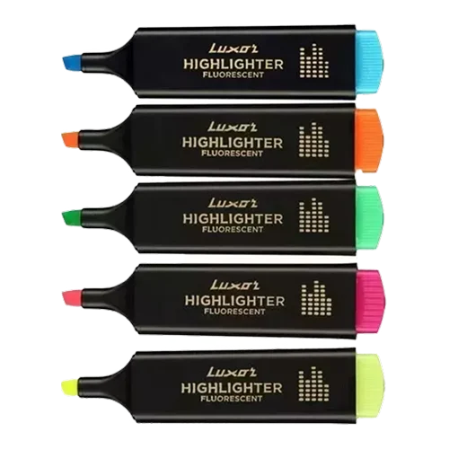 Luxor - Hi-Lighter with Chisel Points Kit of 5Pcs Multicolour 3