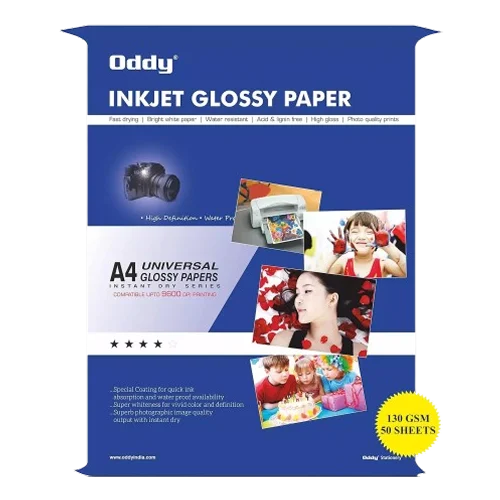 Oddy Photo Glossy Paper 130 gsm A4-Oddy-50 Sheets, PG130A4-50