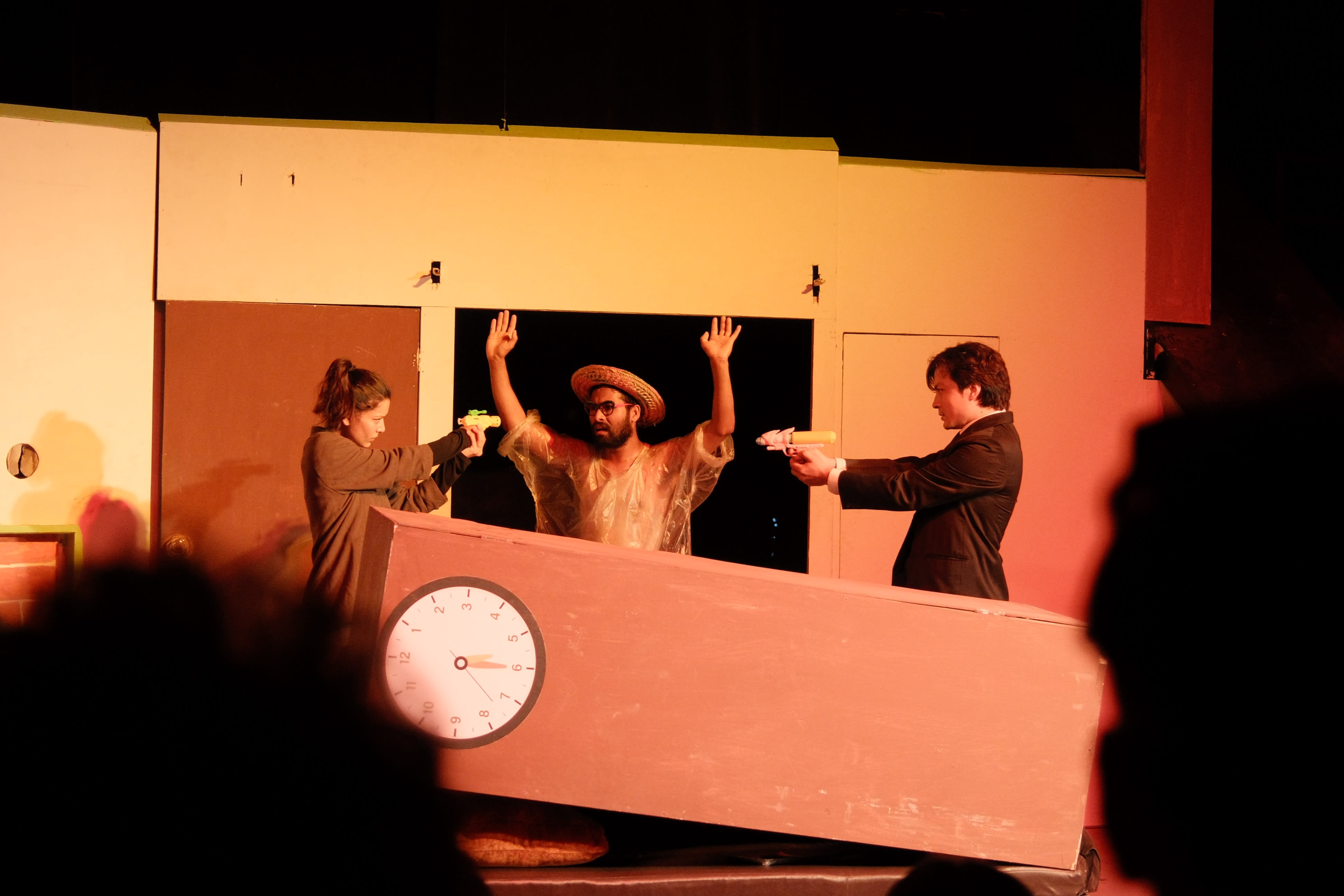 The cast in action