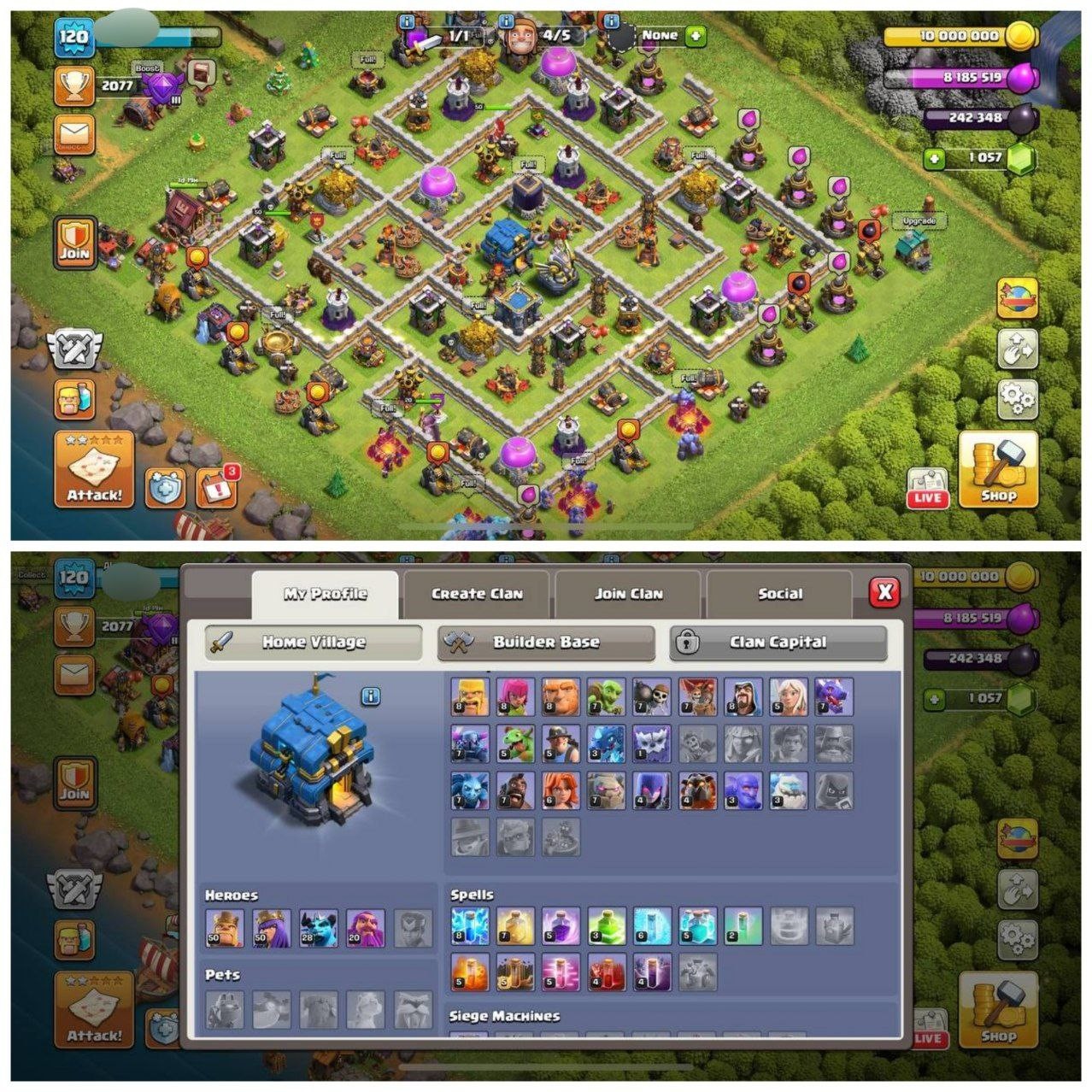 {STRONG ACCOUNT} TH12 SEMI MAX⚡️XP-120⚡️HERO 50-50-28-20⚡️WHITE WALLS⚡️500 GEMS NAME CHANGE⚡️MAGIC ITEMS⚡️OP LAB⚡️INSTANT DELIVERY 🚚