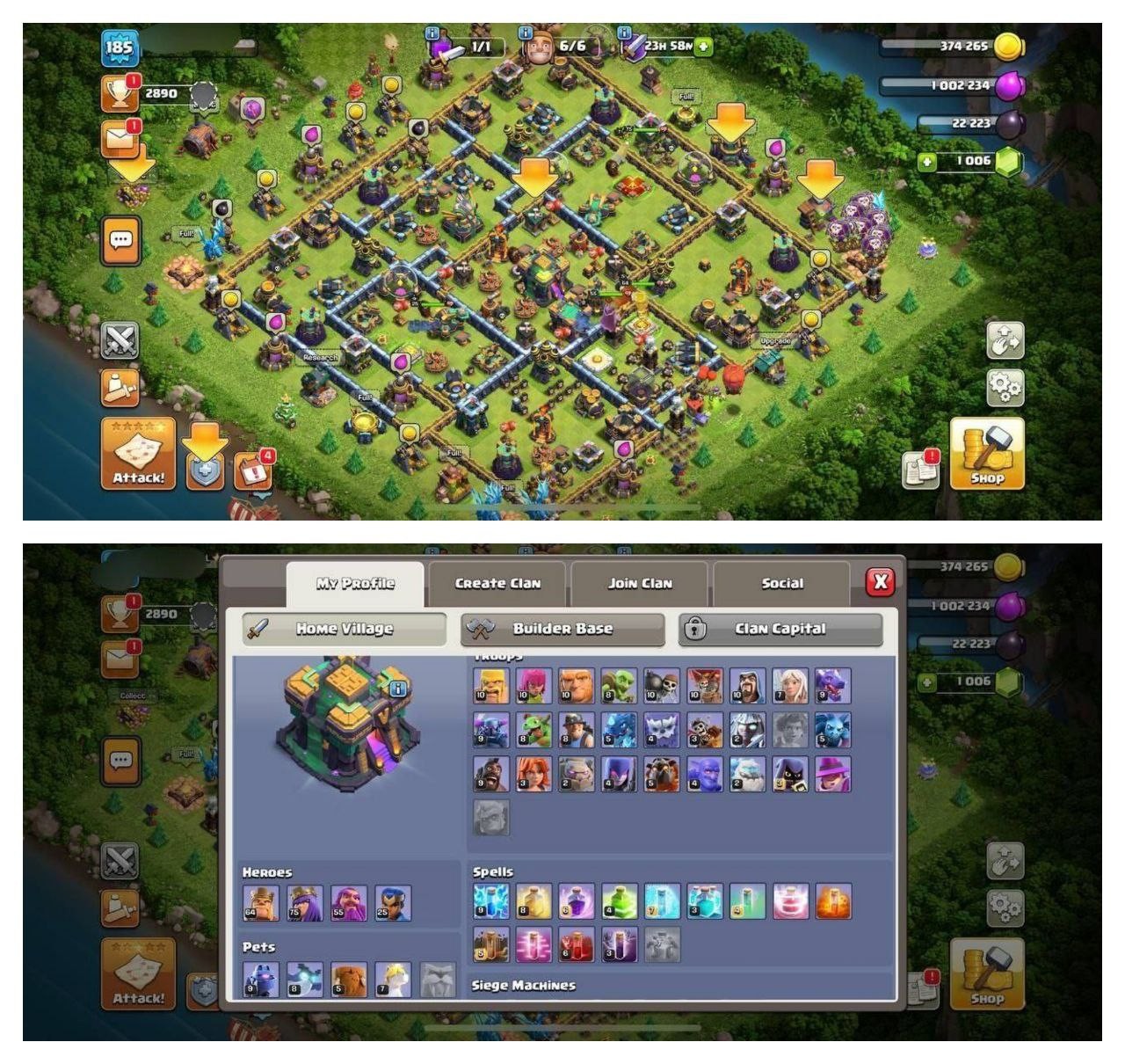 {STRONG ACCOUNT} TH14 SEMI MAX ⚡️XP-185⚡️HERO 64-75-55-25⚡️1000 GEMS NAME CHANGE ⚡️MAGIC ITEMS⚡️OP LAB⚡️INSTANT DELIVERY 🚚