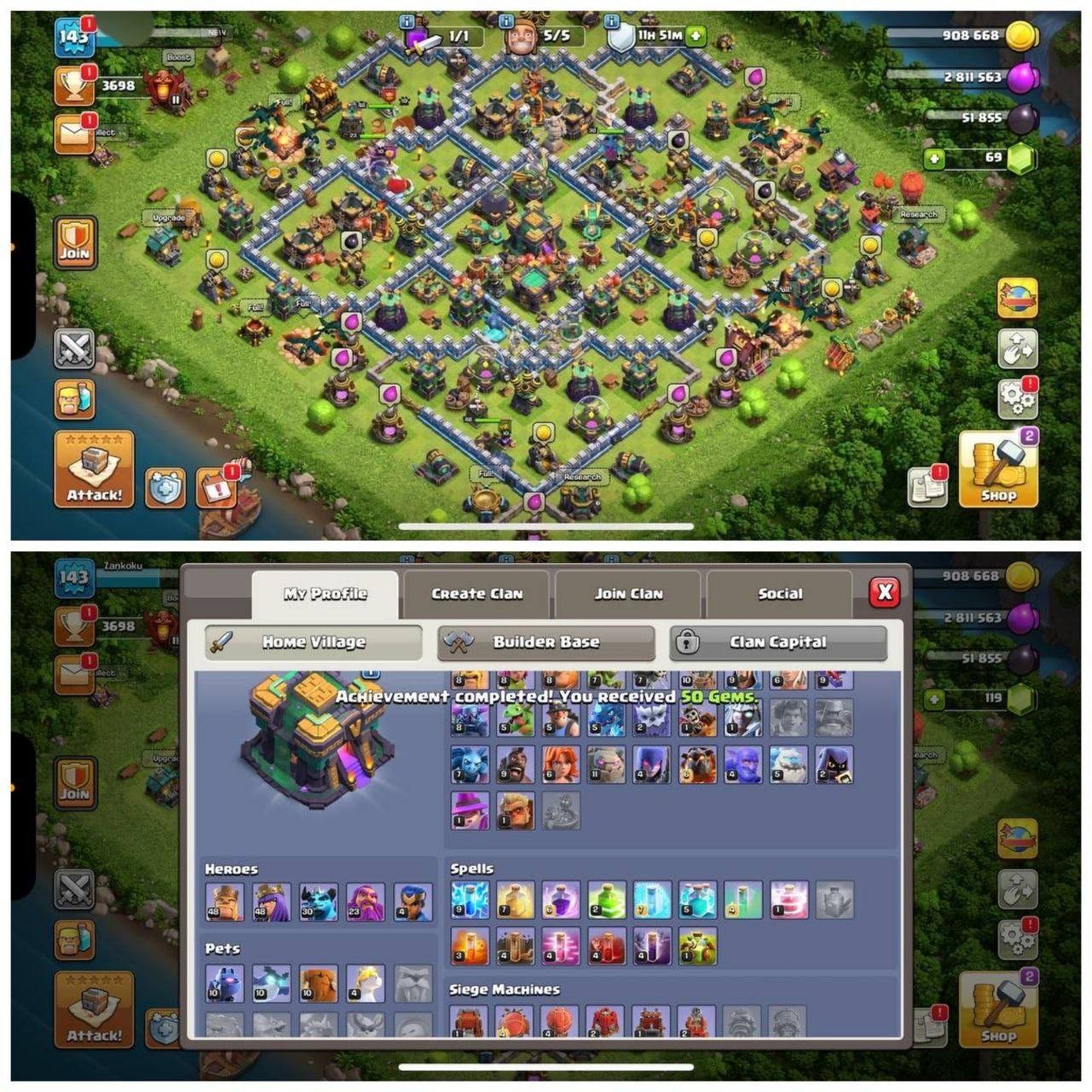 {50% DISCOUNT} TH14 DONATION ACCOUNT⚡️3 EPIC EQUIPMENT⚡️XP-143⚡️HERO 48-48-30-23-4⚡️ BLUE WALLS⚡️FREE NAME CHANGE⚡️MAGIC ITEMS⚡️OP LAB⚡️INSTANT DELIVERY 🚚