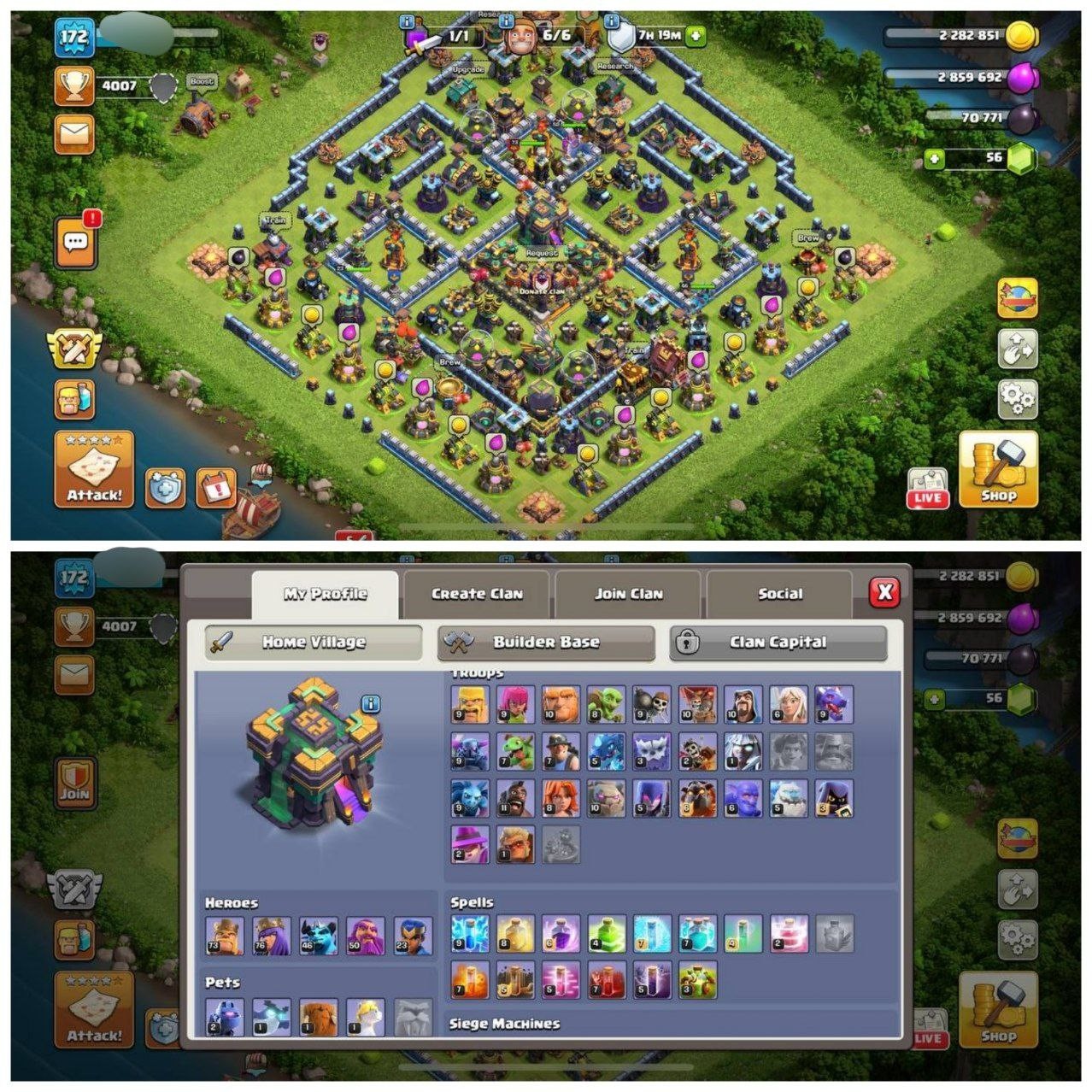 {STRONG ACCOUNT} TH14 SEMI MAX⚡️6 EPIC EQUIPMENTS⚡️XP-172⚡️HERO 73-76-46-50-23⚡️  DARK BLUE WALLS⚡️OP LAB⚡️INSTANT DELIVERY 🚚