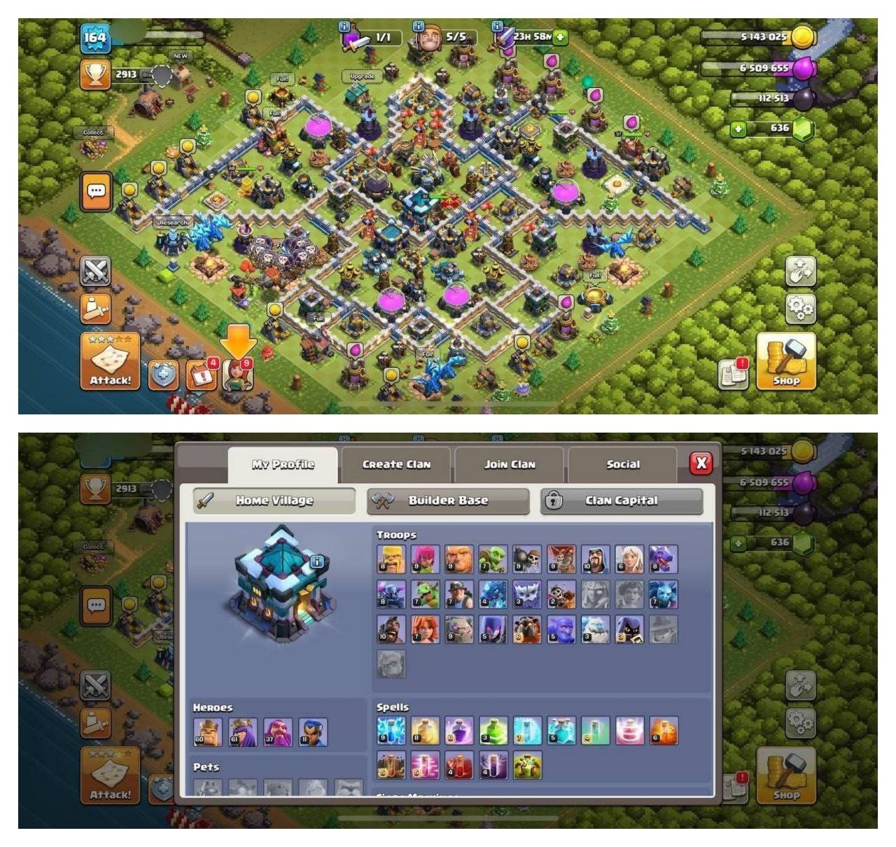 {50% DISCOUNT} TH13 WHITE WALLS⚡️XP-164⚡️ HERO 60-61-37-11⚡️WHITE WALLS⚡️500 GEME CHANGE⚡️MAGIC  ITEMS⚡️OP LAB⚡️INSTANT DELIVERY 🚚