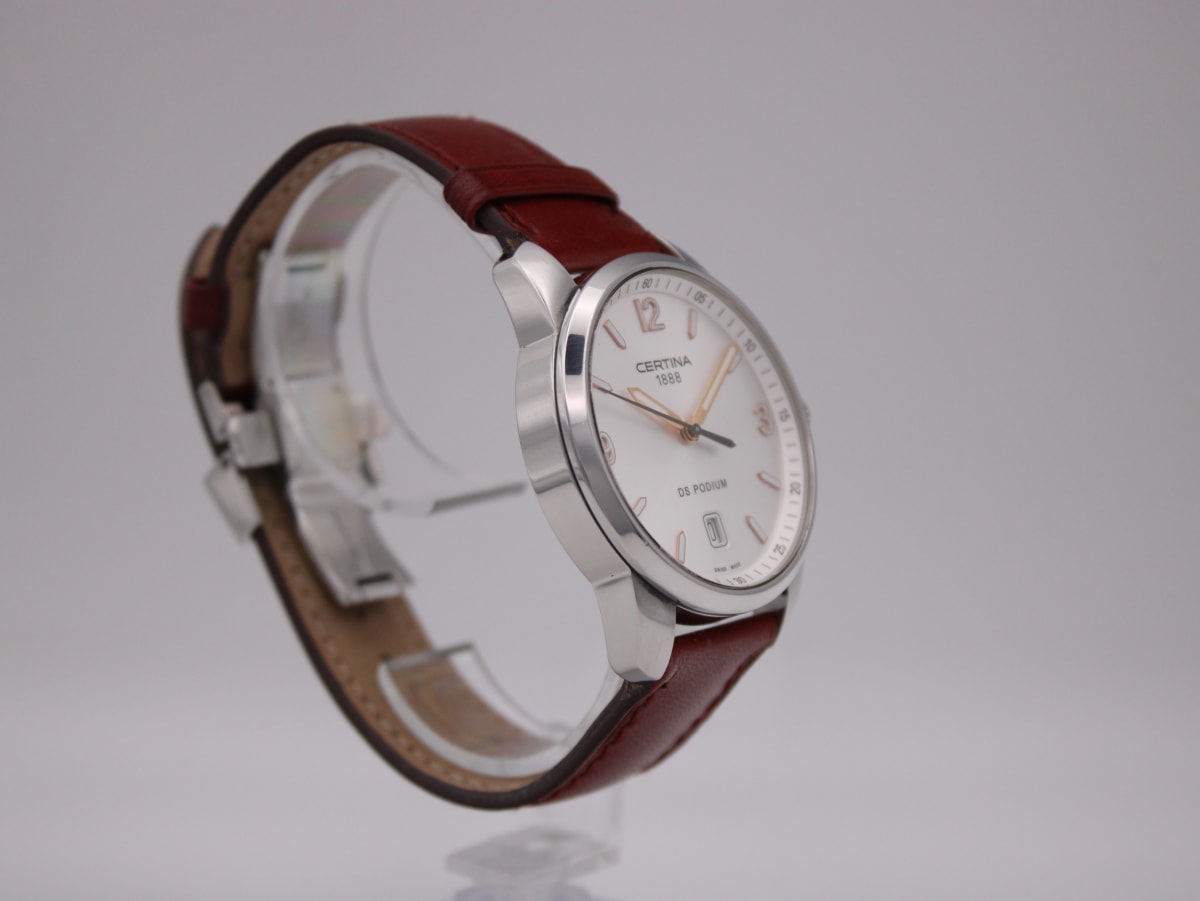 Certina watch with white dial and silver case, 2010s