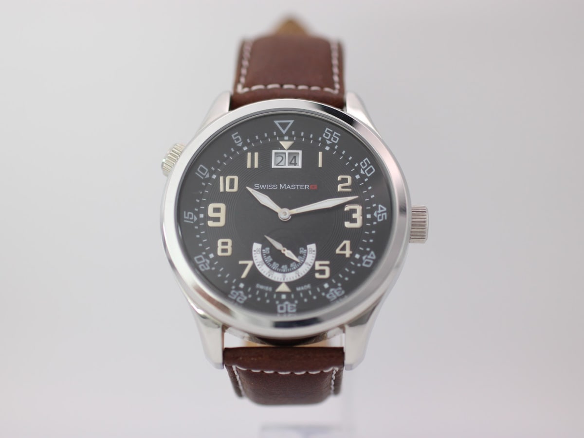 Swiss Master WB119154 watch with black dial and silver case, 2010s