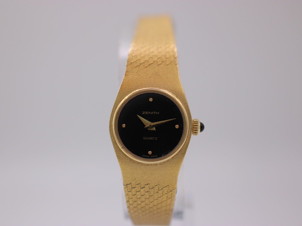 Zenith 12.0030.055 watch with black dial and gold case, 1980s