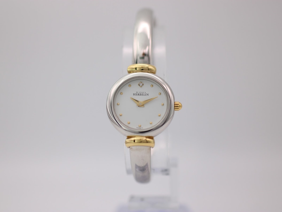 Michel Herbelin 17025 watch with white dial and two-tone case, 2002