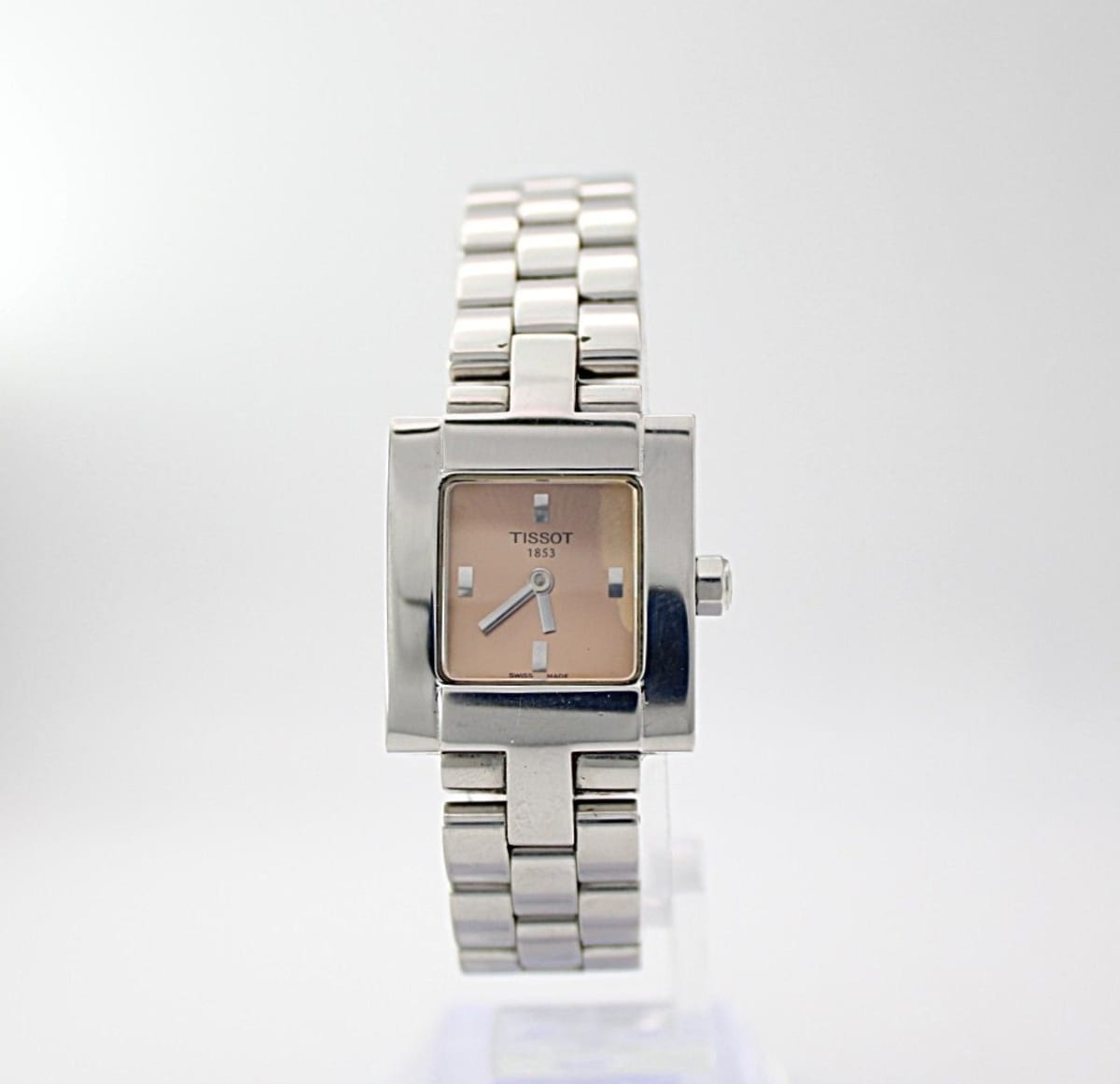 Close-up of the Tissot original blue and white presentation box, partially open.