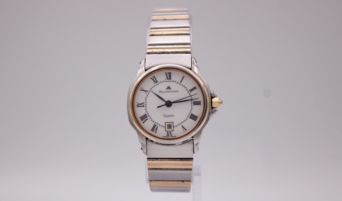 Maurice Lacroix 79213 watch with white dial and two-tone case, 1990s