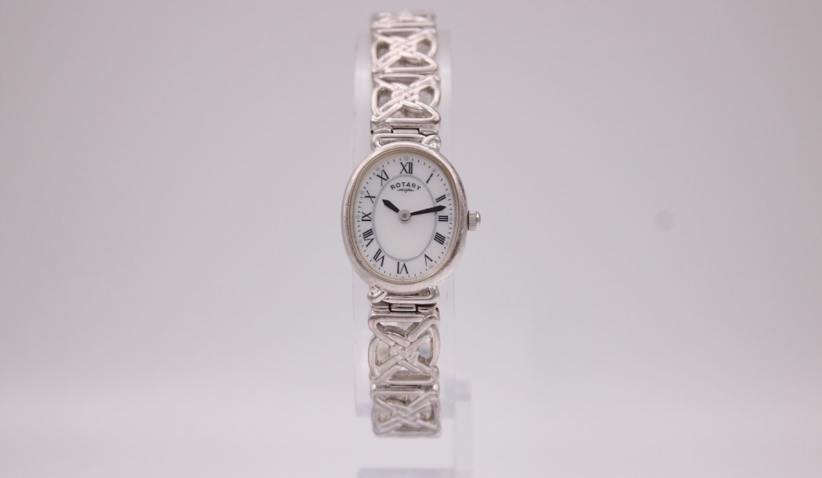 Rotary 10641 watch with white dial and silver case, circa 2001