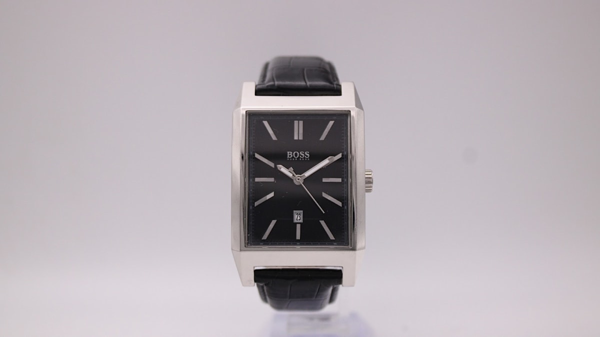 Hugo Boss watch with black dial and silver case, 2010s
