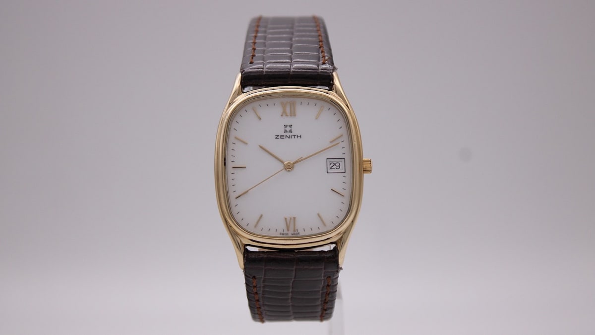 Zenith 27-2290.116 watch with white dial and gold case, 1990s