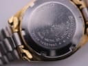 Close-up of the stainless steel case back, showing Seiko branding, model number 4206-0500, serial 992485, and water resistant marking.