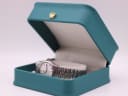 The SEIKO 2906-0020 automatic watch presented inside its original teal-coloured vintage box with a gold crown emblem.
