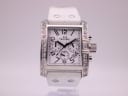Front view of TW Steel TW 118 chronograph with white dial, bold numerals, and diamond-set rectangular case.